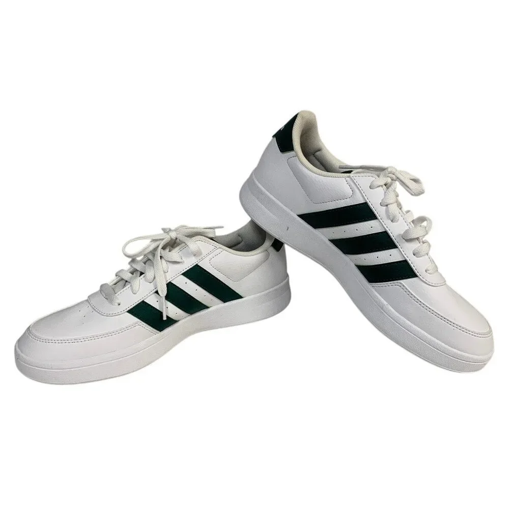Adidas Mens Size 8 White Green Sneakers Lace Up Low Top Breaknet 2.0 Shoes
